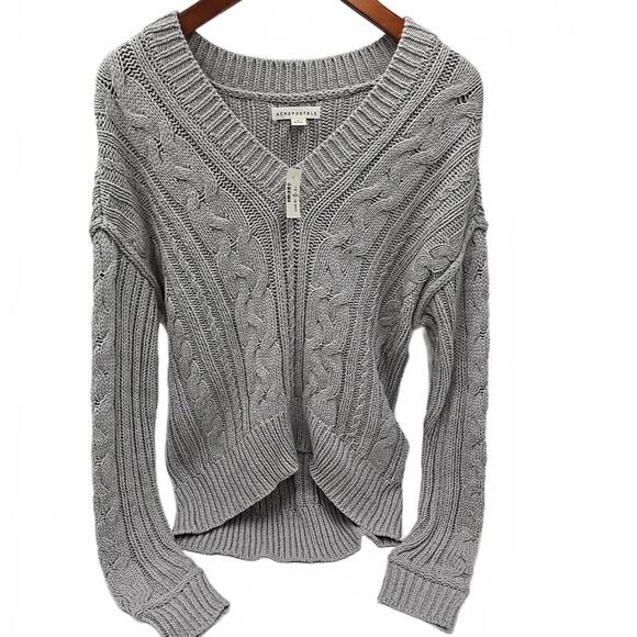 Aeropostale Sweaters - NWT AEROPOSTALE Chunky V-Neck Textured Cardigan SWEATER Y2K Grey S‎